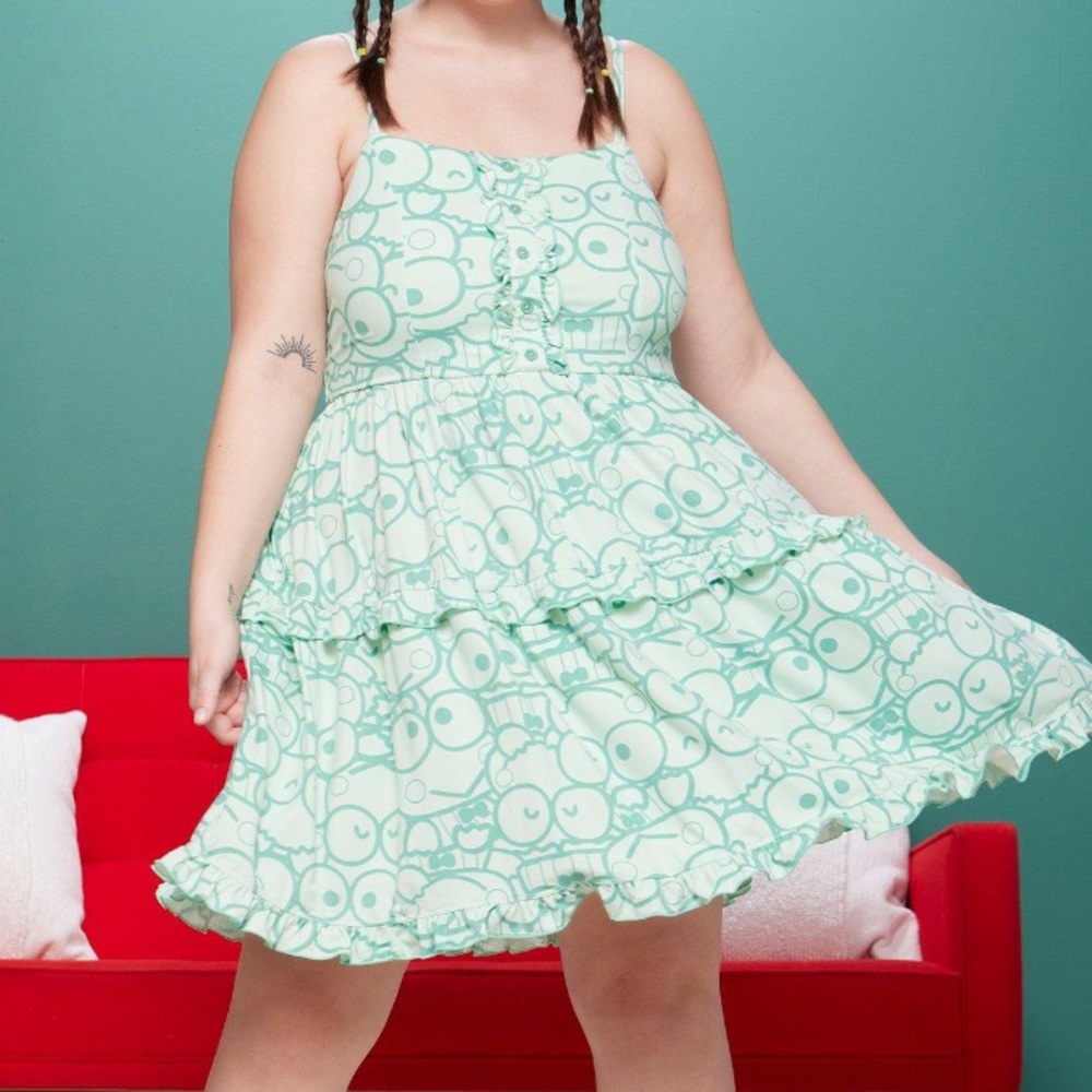 Keroppi Collage Ruffle Cami‎ Dress Plus Size Hot Topic My Melody Hello Kitty